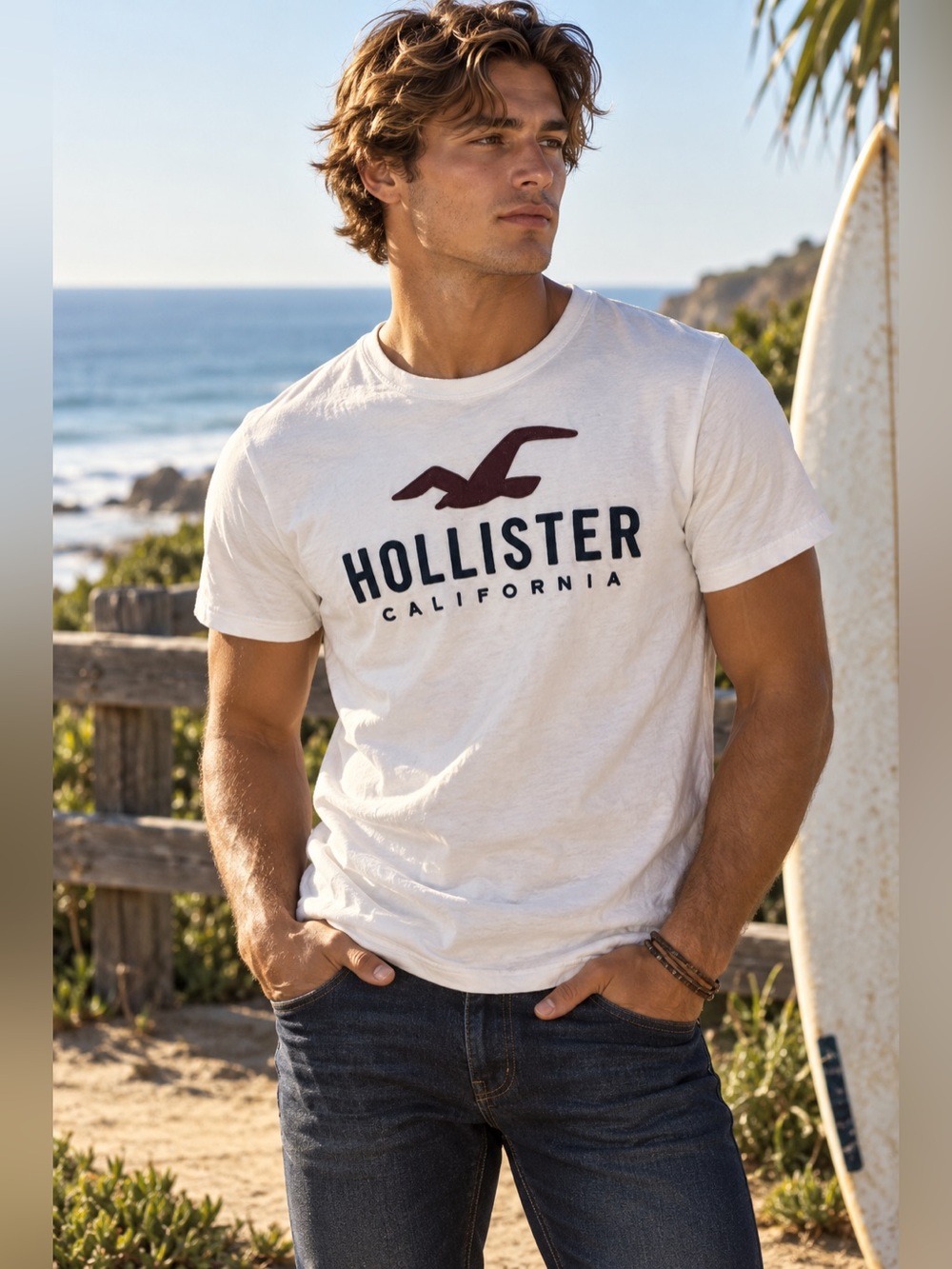 Hollister California Graphic Tee XS Y2K Coastal Surf Aesthetic